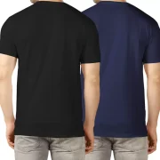 Pack of 2 Men Printed Round Neck Cotton Blend Black, Orange T-Shirt