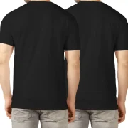 Pack of 2 Men Printed Round Neck Cotton Blend Black, Orange T-Shirt