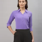 Women  Regular Fit Solid Spread Collar Casual Shirt