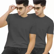 Pack of 2 Men Solid Round Neck Cotton Blend T-Shirt