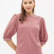 Casual Puff Sleeves Self Design Women Top