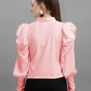 Casual Puff Sleeves Solid Women Top