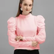 Casual Puff Sleeves Solid Women Top