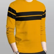 Men Striped Round Neck Cotton Blend Mixed Color T-Shirt