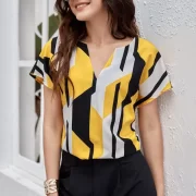 Casual Regular Sleeves Printed Women Mixed Color Top